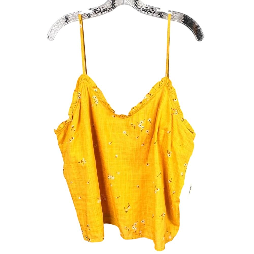 A.N.A. Floral Sleeveless Tank Top XXL Yellow